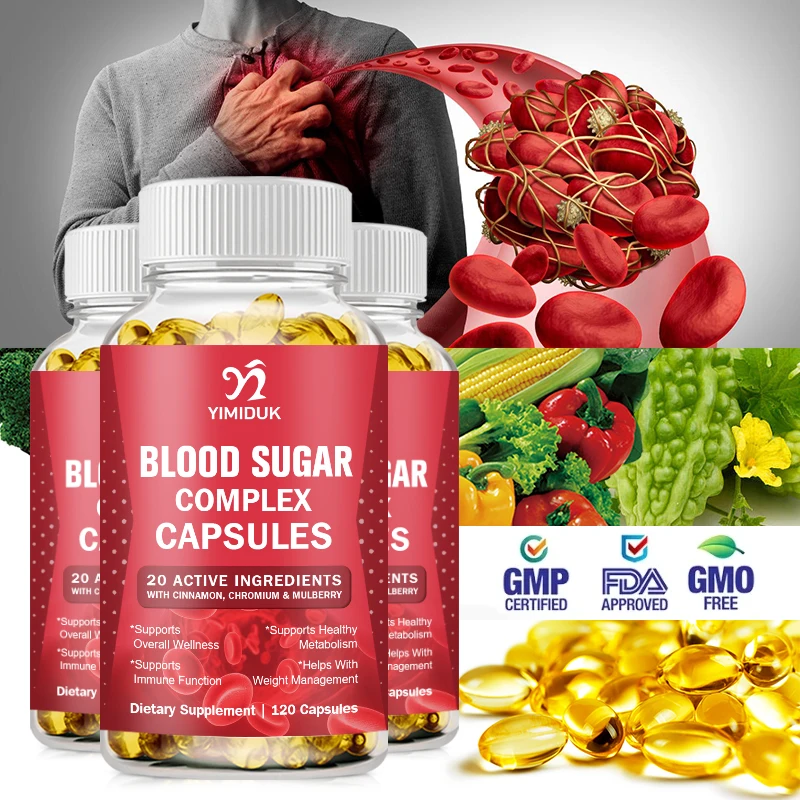 

Blood Sugar Complex Capsule Supplement Powerful Antioxidant Protection and Support Immune Functions