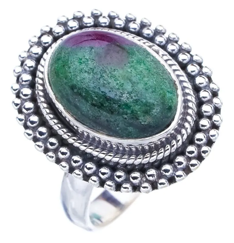 

StarGems® Natural Ruby Zoisite Handmade 925 Sterling Silver Ring 6.25 F1650