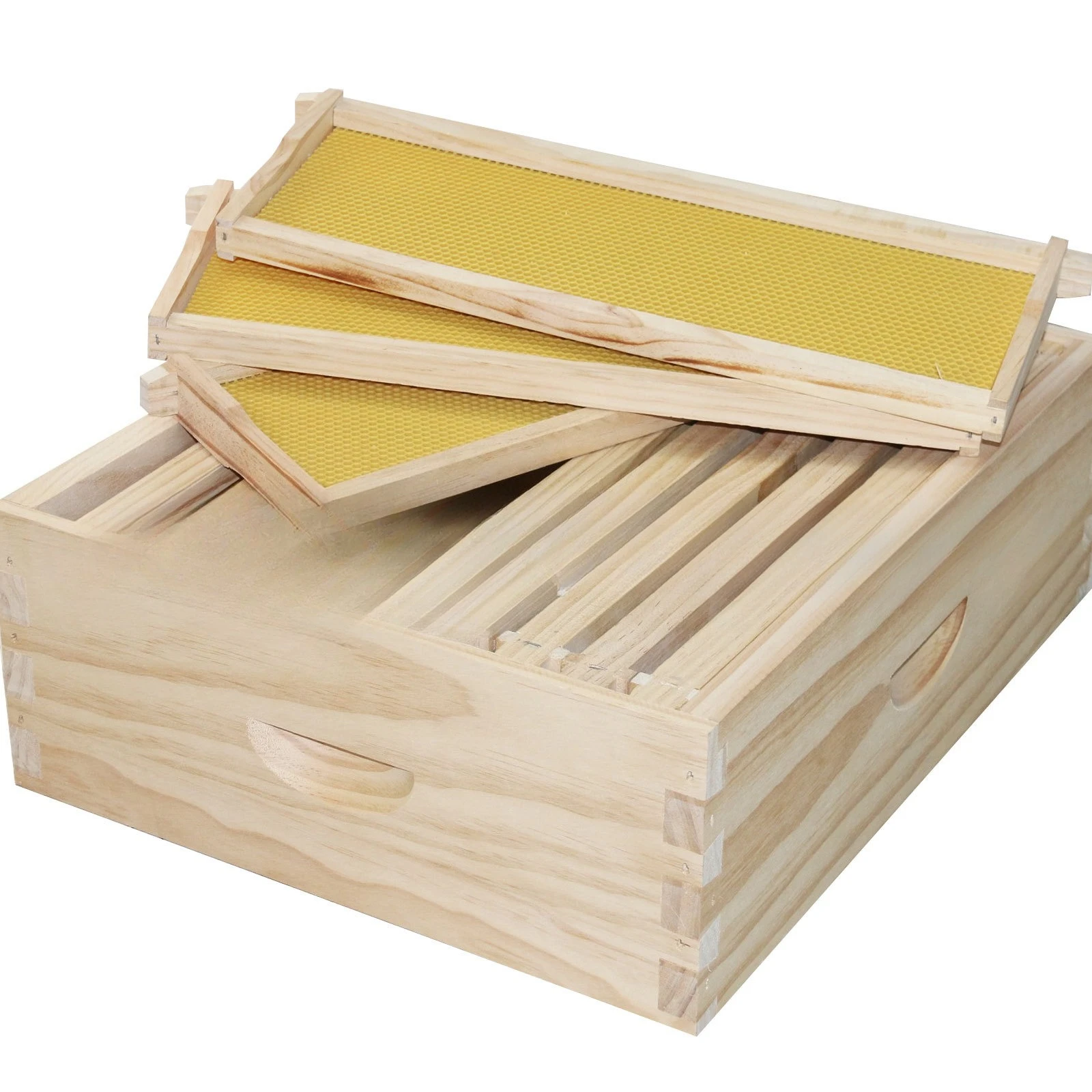 10 Pack Bee Frames Deep - Bee Hive Frames and Wax Foundations Yellow Beehive Frams