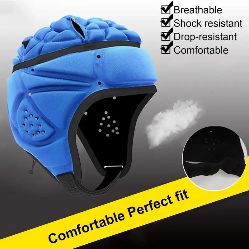 Kids Adjustable Rugby EVA Padded Headgear Football Goalkeeper Soft Head Protective Helmet Protector for Unisex Kids Youth Adults