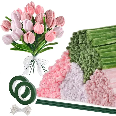 572Pcs Pipe Cleaners Craft for Flowers, 4 Assorted Colors Pipe Cleaners Bulk for Arts and Crafts Supplies
