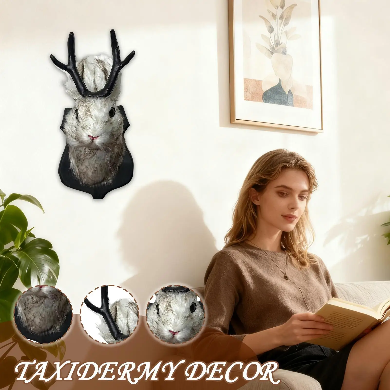 Animal Heads Wall Decor 3D Lightweight Realistic Sculpture Animal Sculptures Wall Decor for Office Lounge Home Indoor Living