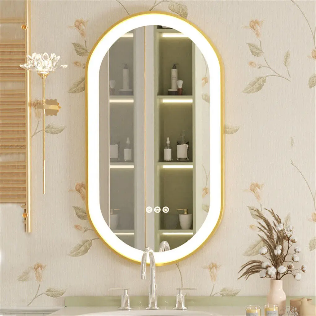 

LUVODI Modern Gold Aluminum Framed LED Bathroom Mirror Full Length Makeup Dressing Mirror Fogless for Bathroom