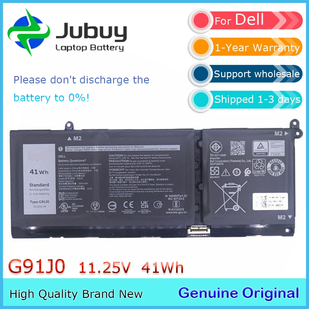 G91J0 11.25V 41Wh Original Laptop Battery for Dell Inspiron 5310 5410 5415 5418 Latitude 3320 3420 3520