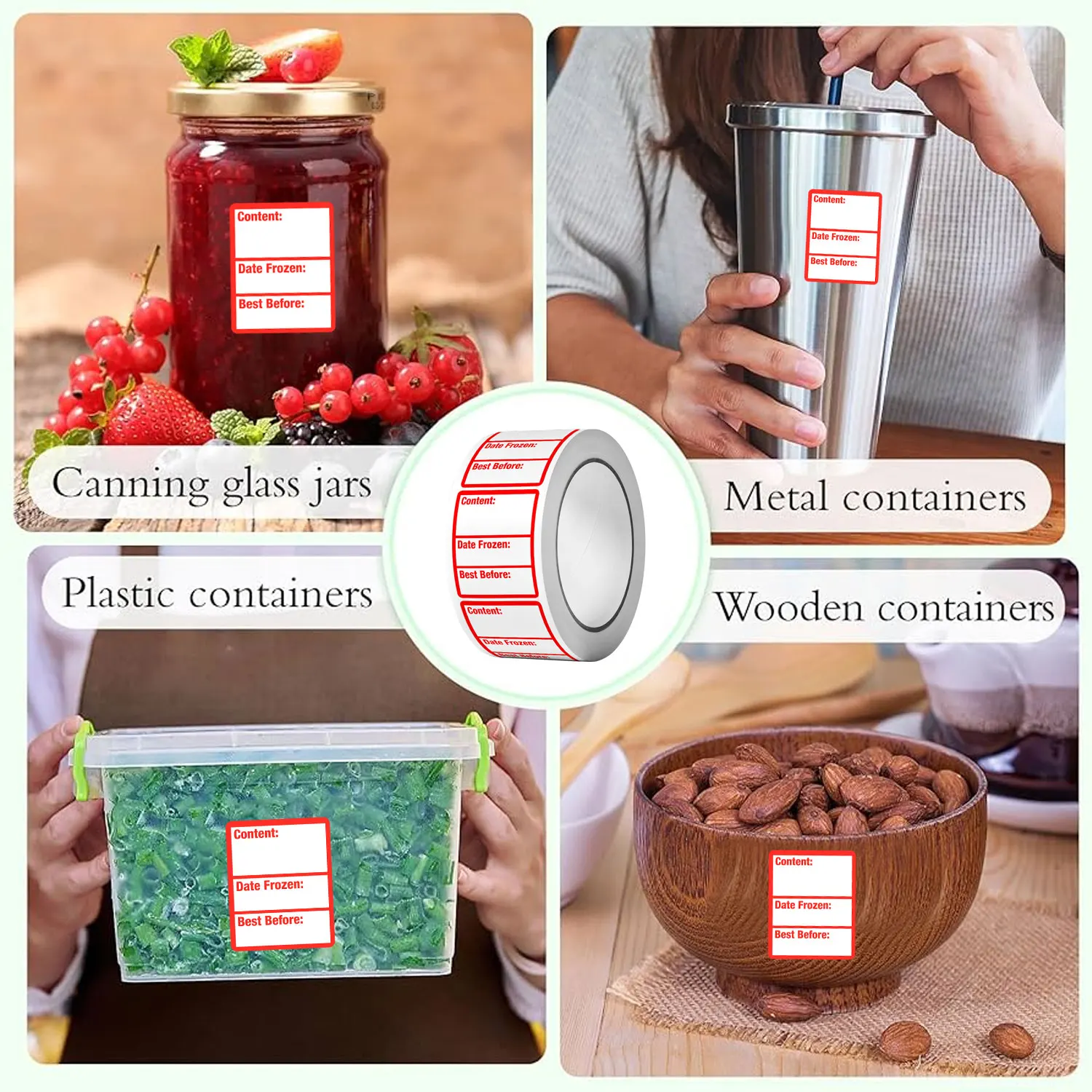 1 لفة (200 قطعة) ملصق مجمد/أفضل قبل التاريخ مع قلم أسود قابل للمسح 0.98*1.57 بوصة لتاريخ الأمان وفريزر ملصقات طعام المطبخ