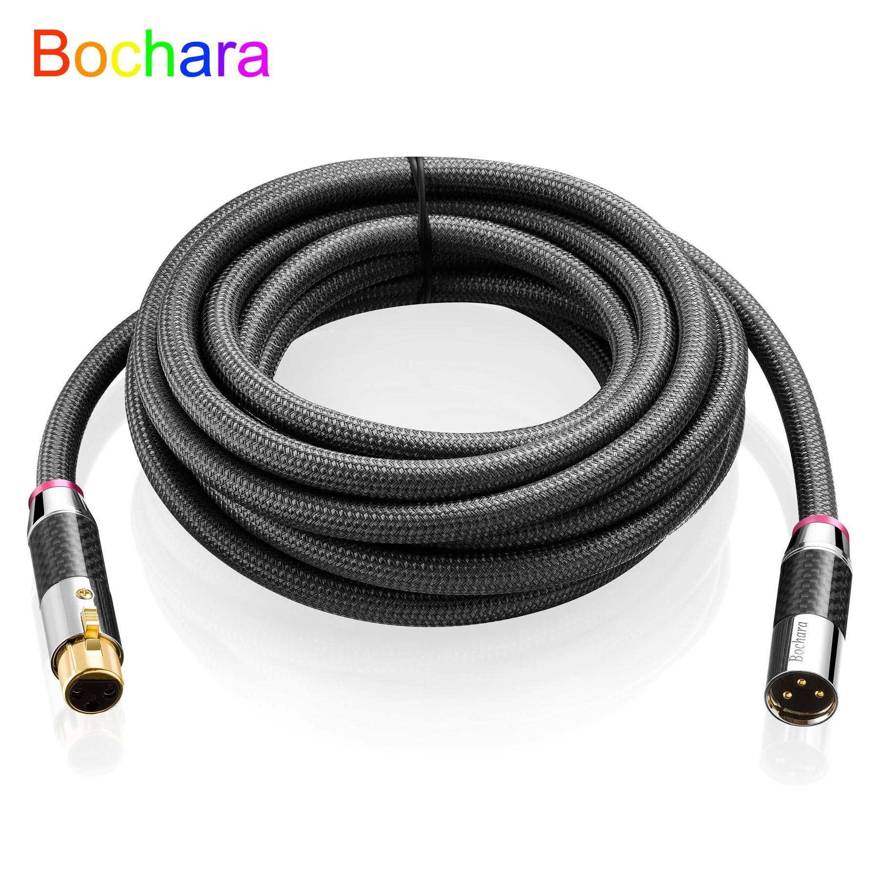 

Bochara HiFi Carbon Fiber XLR Extension Cable Male to Female Gold Plated Multi-Shielded 18AWG OD11mm For Mic Amp