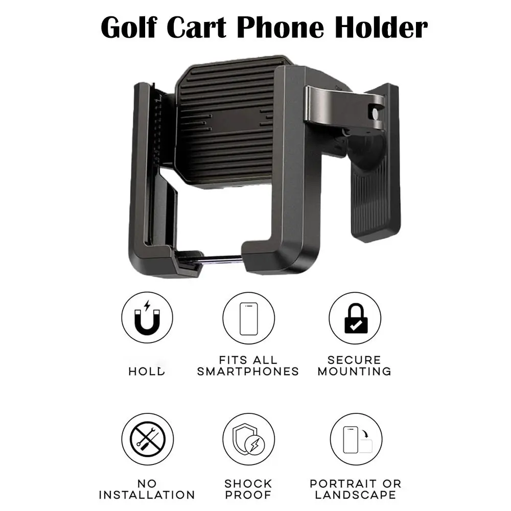 High Quality Portable Golf Cart Phone Holder Stable ABS Mobile Phone Stand Black Magnetic Holder Spinning Bike