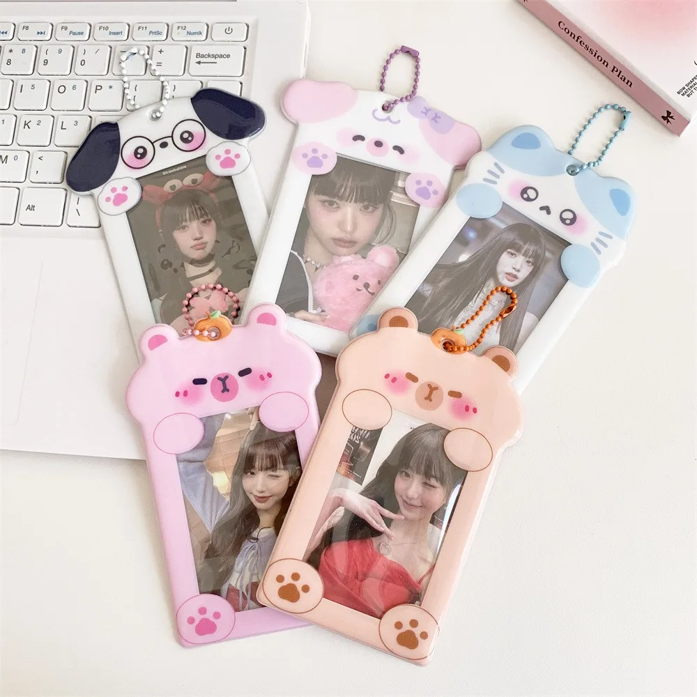 Fashion PVC Puppy Card Sleeve Capybara Key Chain Photocard Holder Korean Style INS Card Protective Case Student