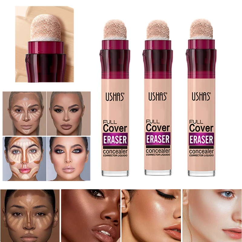 Gesichts-Concealer, vollständige Abdeckung, Schwammkopf, matte flüssige Grundierung, Ölkontrolle, langlebige BB-Creme, wasserfest, erhellt Make-up