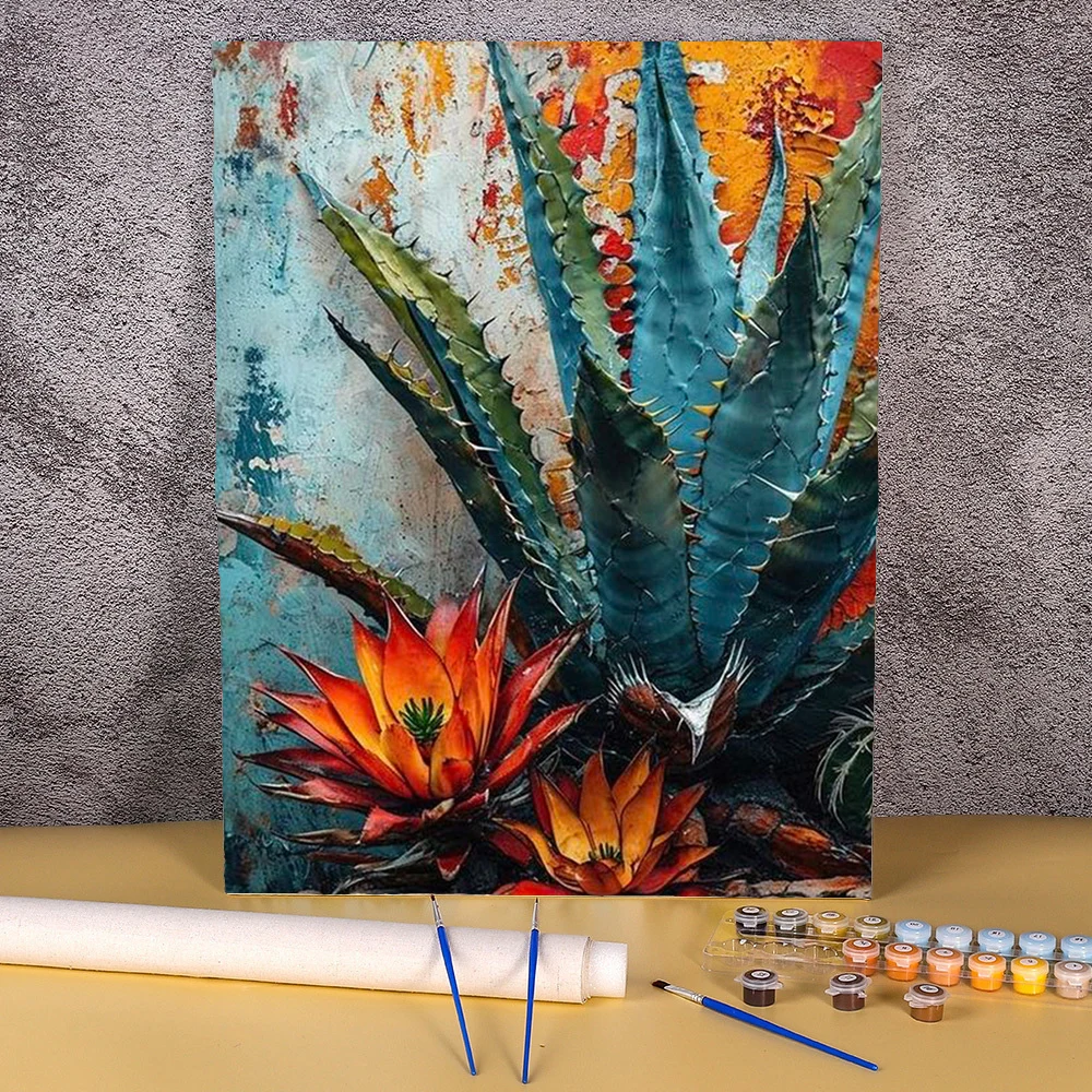 

Paint By Numbers Hand Painted Paintings Art Gift DIY Pictures By Number Drawing On Canvas Cactus Flower Kits Home Decor Wall Art