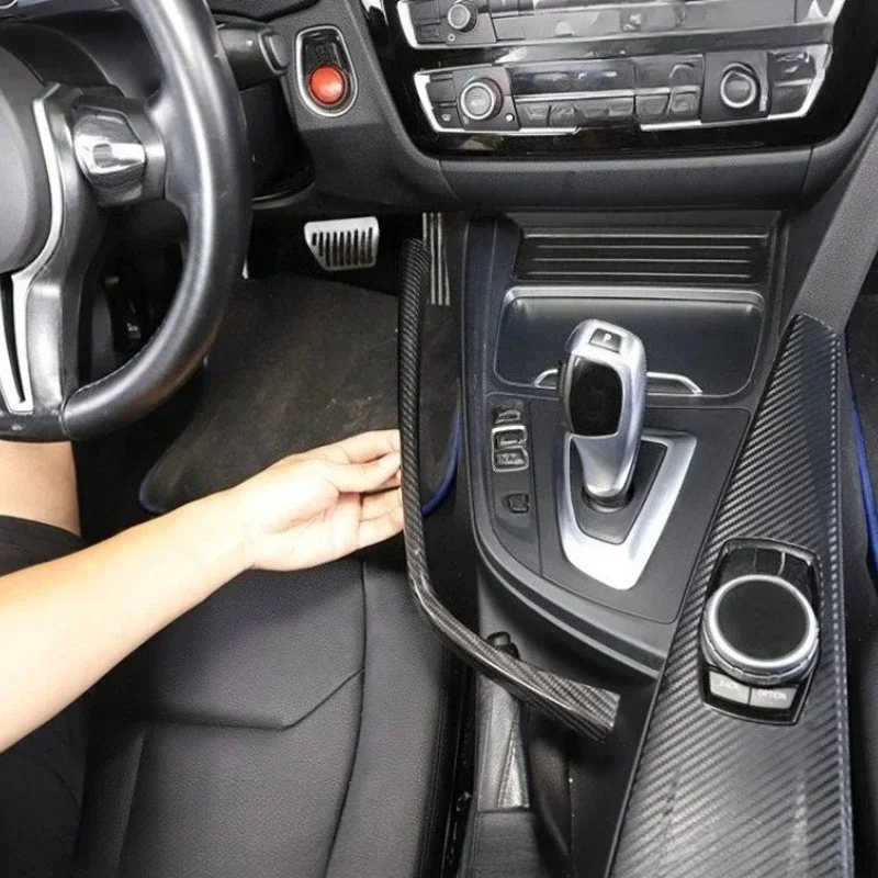 For BMW 3 4 Series GT F30 Real Dry Carbon Fiber 13-19 Interior Decoration Gear Shift L-Shape Side Trim Modification Accessories