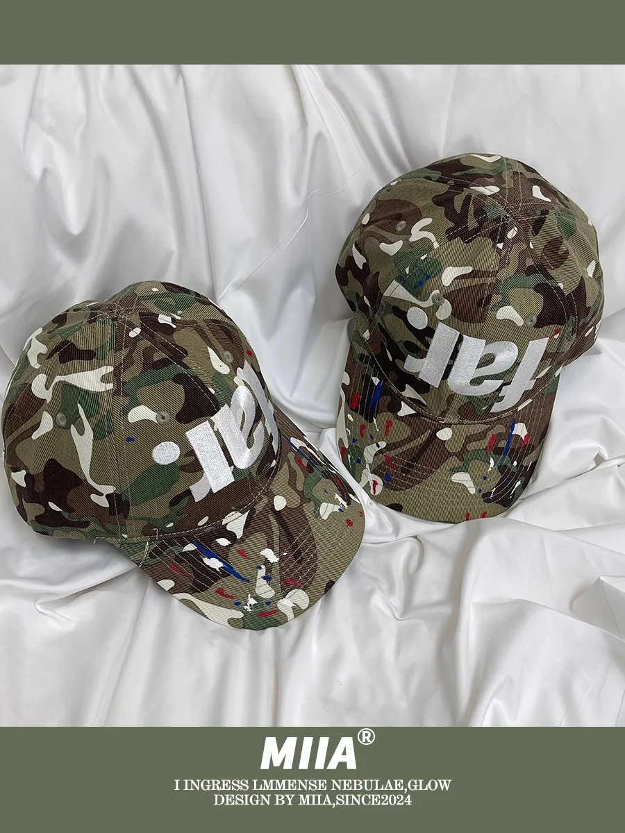 

Fla S Camouflage Baseball Cap Streetwear Hip Hop Embroidered Letter Versatile Trendy Cotton Dubill Cap for Couples