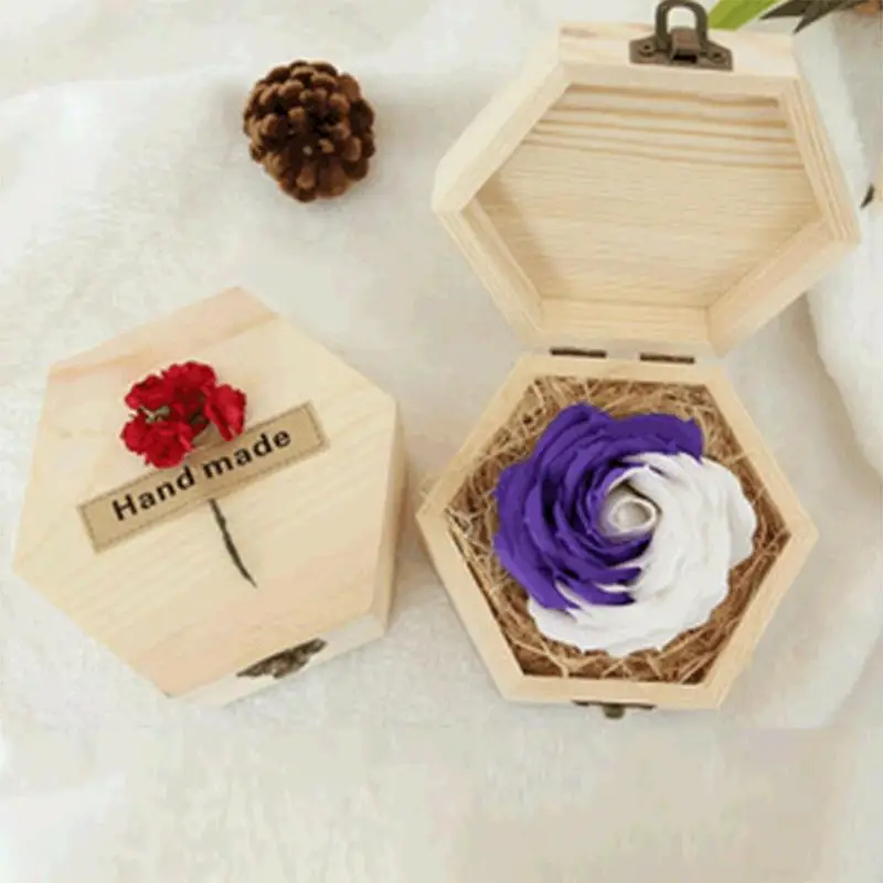 Fashion Gift Box Simple Portable Diy Hexagon Shaped Wood Jewelry Box High Quality Convenient Wedding Holder Jewelry Display New