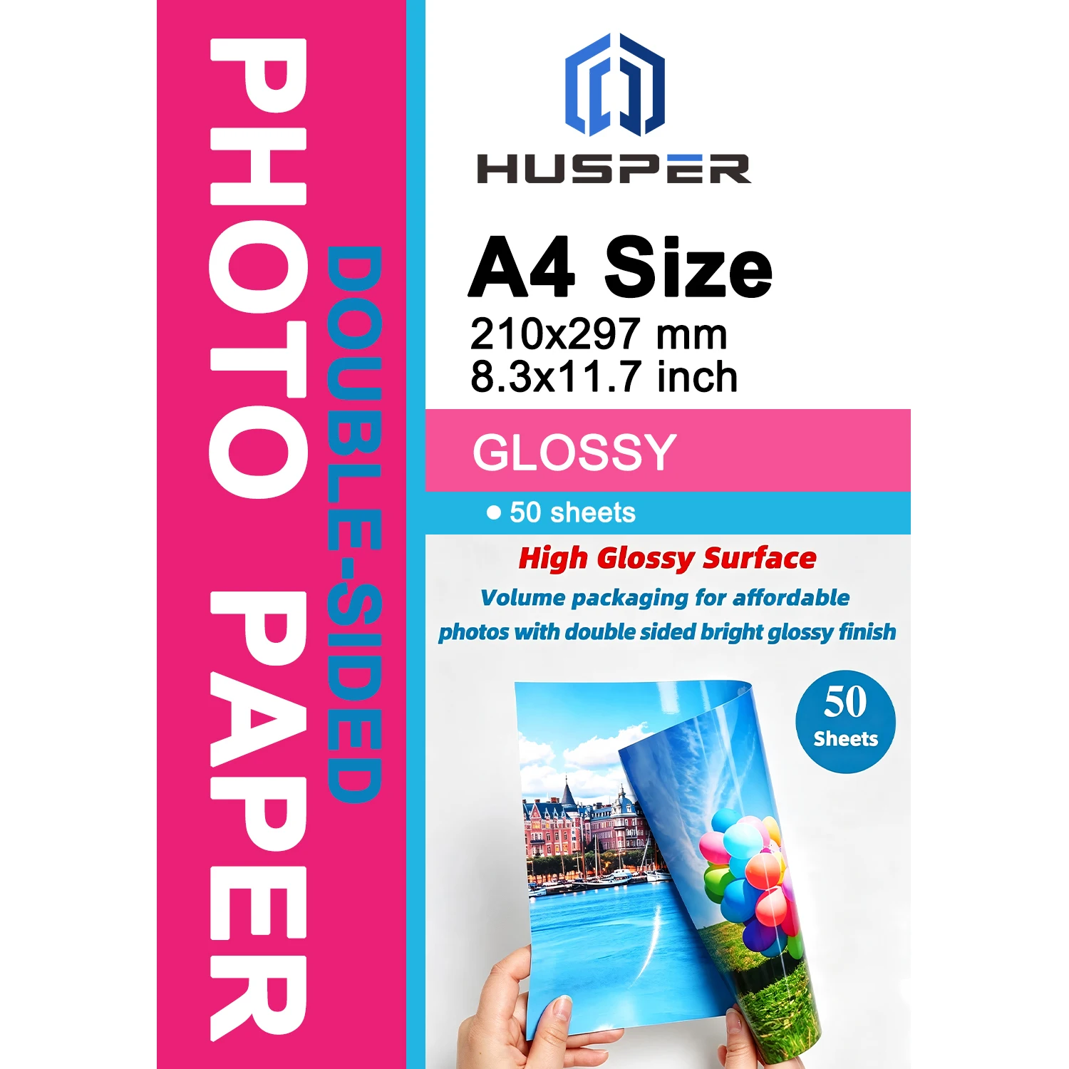 Glossy Double-Sided Photo Paper 8.3x11.7 Inkjet Dye Ink Thin for Pictures Flyers Calendars Magazines CD Covers - A4 Size