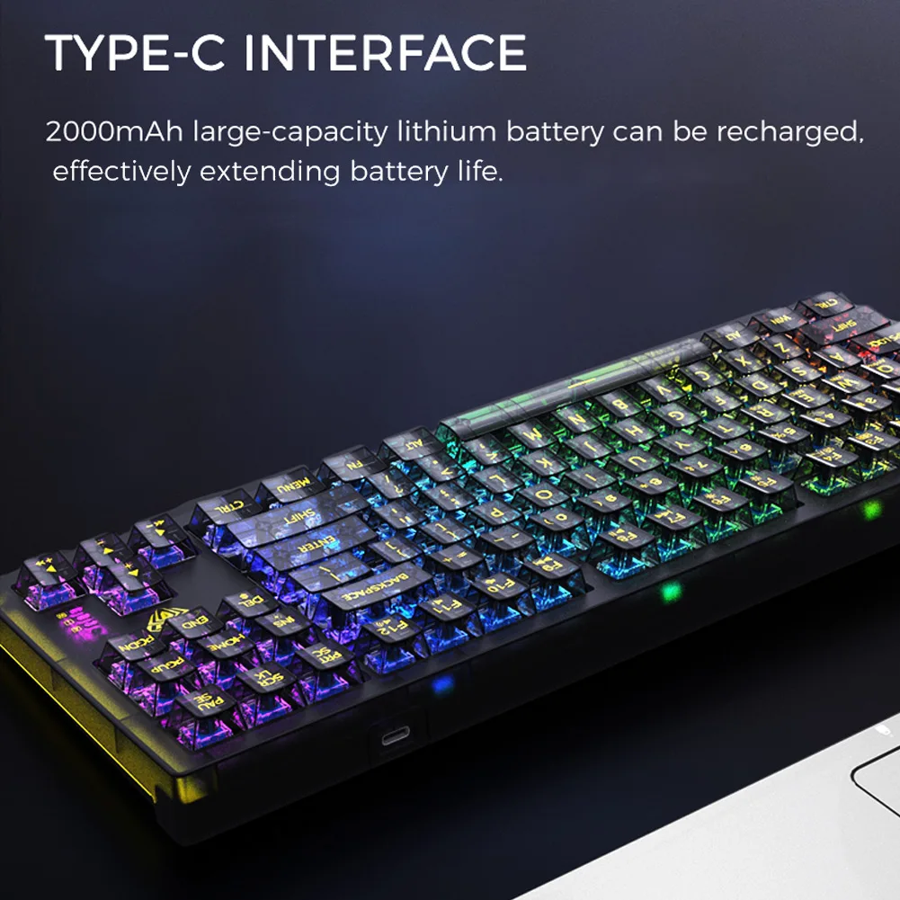 Imagem -03 - Rgb Teclado Hotswap Mecânico 87 Teclas Bluetooth com Fio 2.4g Keycap Transparente Ajuste para Desktop Laptop Aula-f2183