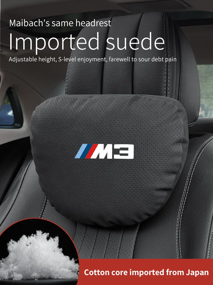 

Car Breathable Neck Support Headrest For BMW M Power M3 E46 E90 E92 E93 F80 G80 G81 Seat Lumbar Cushion Suede Memory Neck Pillow