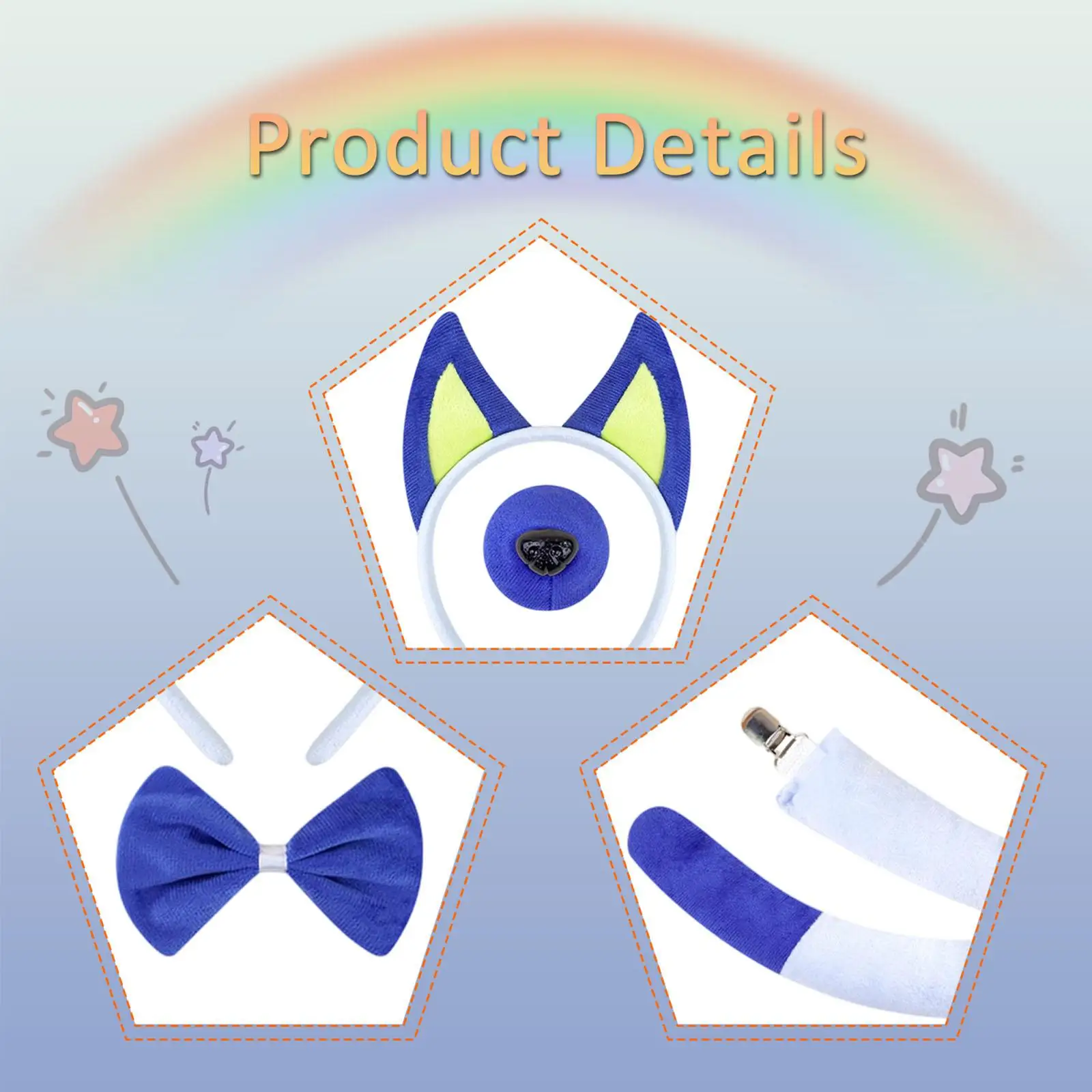 Dog Ears and Tail Set Fancy Dress Halloween Puppy Dress up for Dance Performance