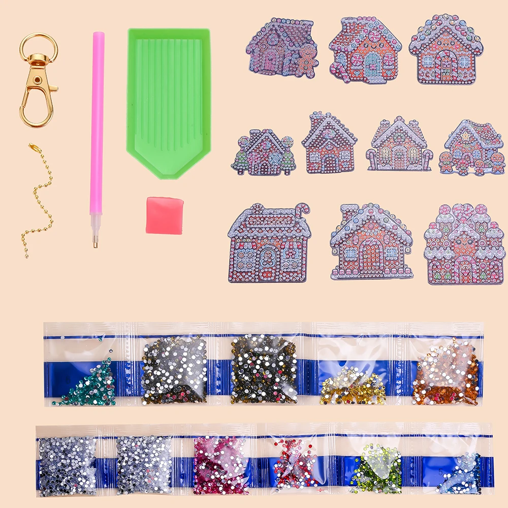 

iYOE 1 комплект алмазная живопись DIY Рождественский акриловый кулон брелок Рождественский коттедж дизайн украшение для рождественской елки 6-7 см