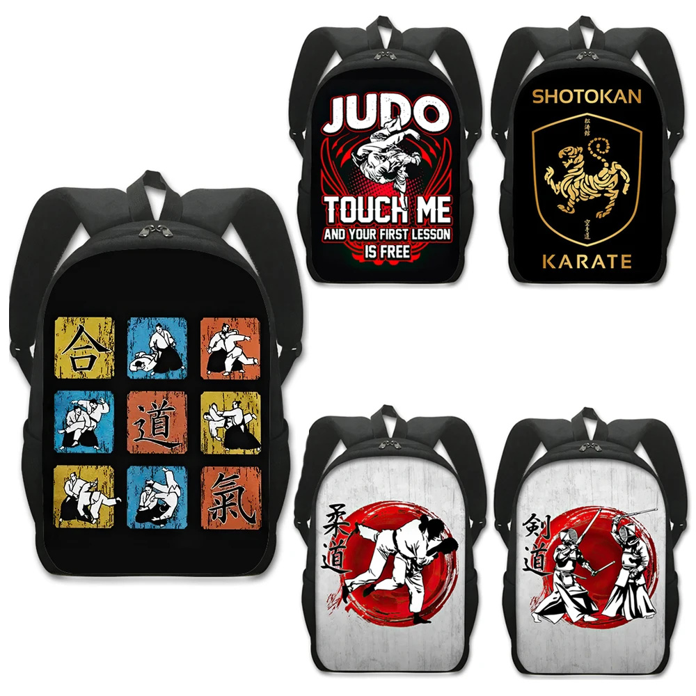 

Martial Arts Judo Jujitsu Karate Do Kendo Taekwondo Kanji Bushido Backpack Children School Bags for Teenager Rucksack Bookbag