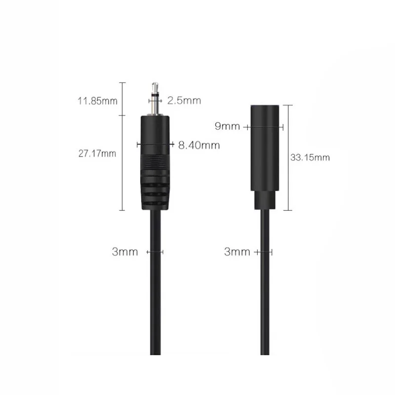 5pcs DIY Audio Repair Cable Charger 2pole 3pole Plug 25CM 2.5mm Mono Connector Cable Male Female 2pin 3pin Extension Wire