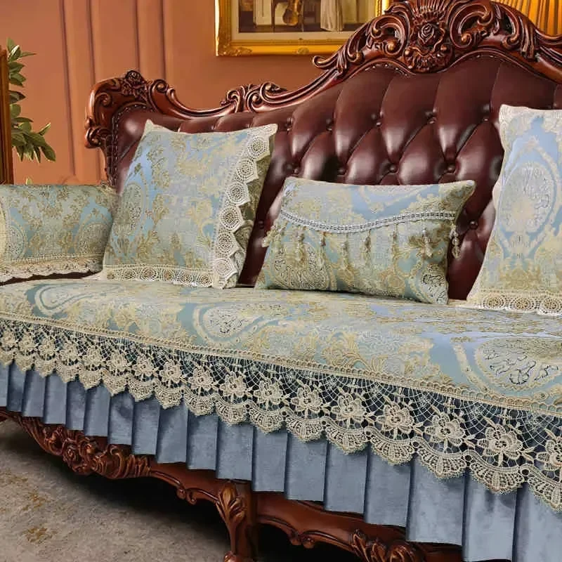 European Style Jacquard Embroidered Sofa Cover Anti Slip Wear Resistant Couch Protector Seat Cushion for Living Room Home