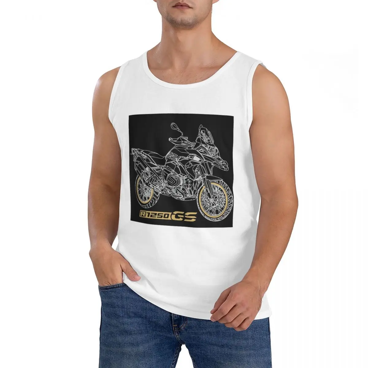100% Cotton GS 1250 R 1250 Adventure Motorcycle Sleeveless T-Shirt Men Workout Sports Clothing Tops Men's Crew Neck Vest