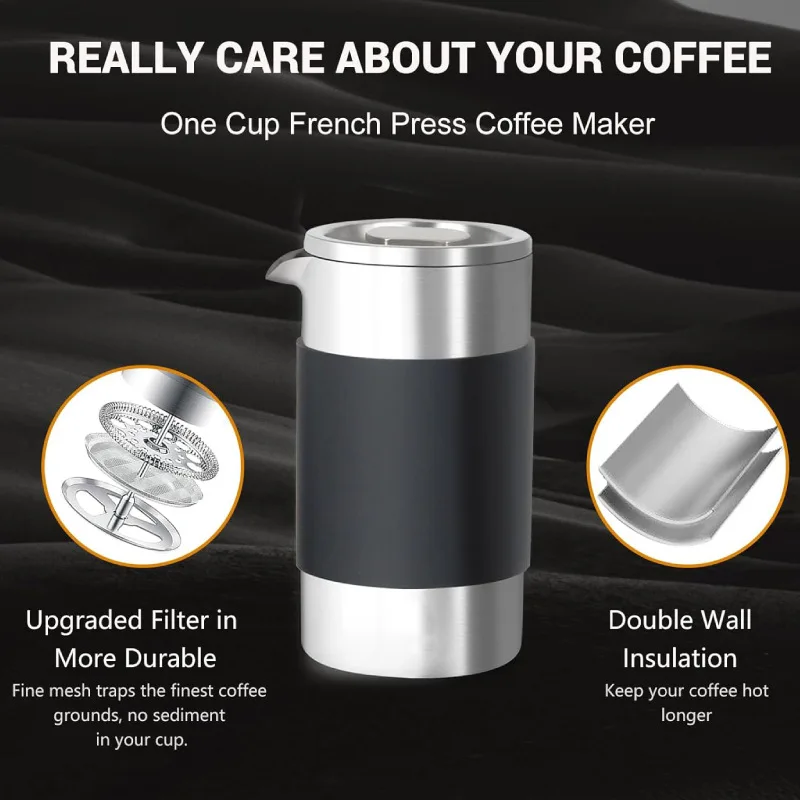 French Filter Coffee Maker Portable French Press Stainless Steel Coffee Maker Hand Pressed Coffee Maker Teapot Teapot