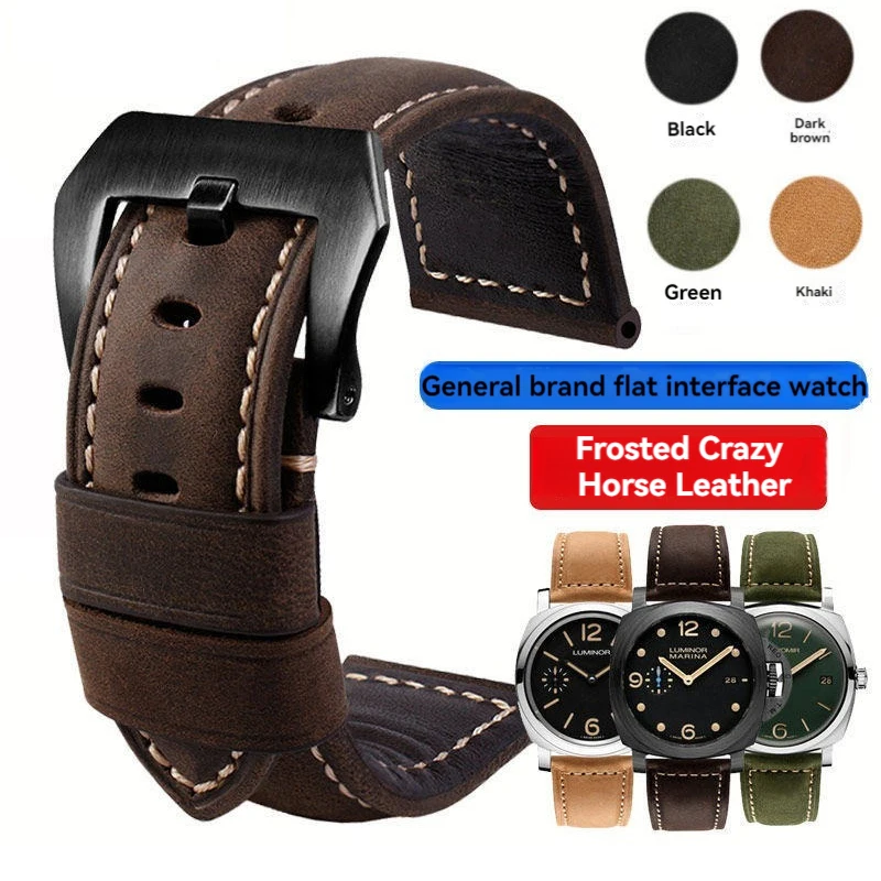 Voor Panerai Kalfsleer Horlogeband Heren Pam111 Pa441 386 Retro Frosted Koeienhuid Lea-Ther Band Horloge Accessoires 20Mm 22Mm 24Mm 26Mm