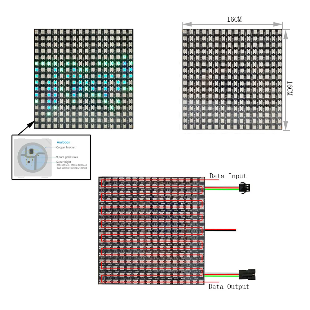 Dc5v ws2812b rgb individualmente endereçável flexível painel digital led matriz de luz com 28 teclas bluetooth mic música controlador kit