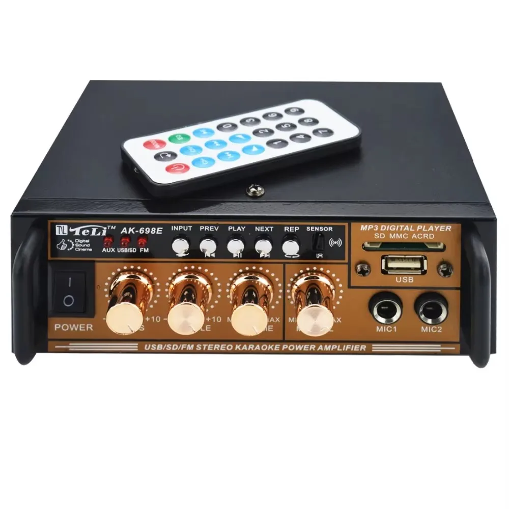 Sunbuck Mini 12V 220V 2.0 Channel 50W Power Amplifier Rumah Mobil Komputer Profesional Audio AV Amplifier