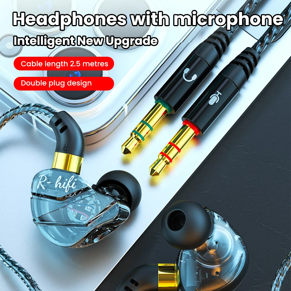 المزدوج 3.5 مللي متر التوصيل سماعات أذن سلكية سماعات الألعاب لكمبيوتر مكتبي سماعة ألعاب ميكروفون الاستماع في الأذن سماعات الأذن للكمبيوتر