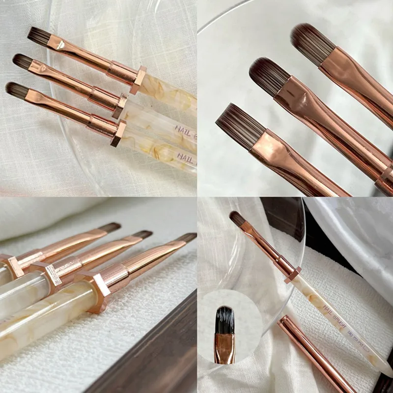 Cepillo de uñas de 6 estilos, cepillo de pelo de nailon para decoración de uñas, pincel Triangular para pintar uñas, cepillo para polvo de Gel UV acrílico