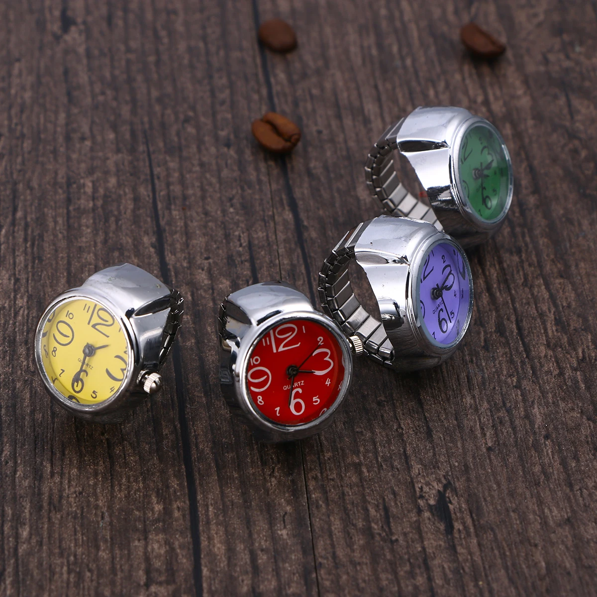 クリエイティブ リングウォッチ ユニセックス ファッション ジュエリー クォーツムーブメント 防水 シンプルなデザイン デート パーティー 日常使用 グリーン