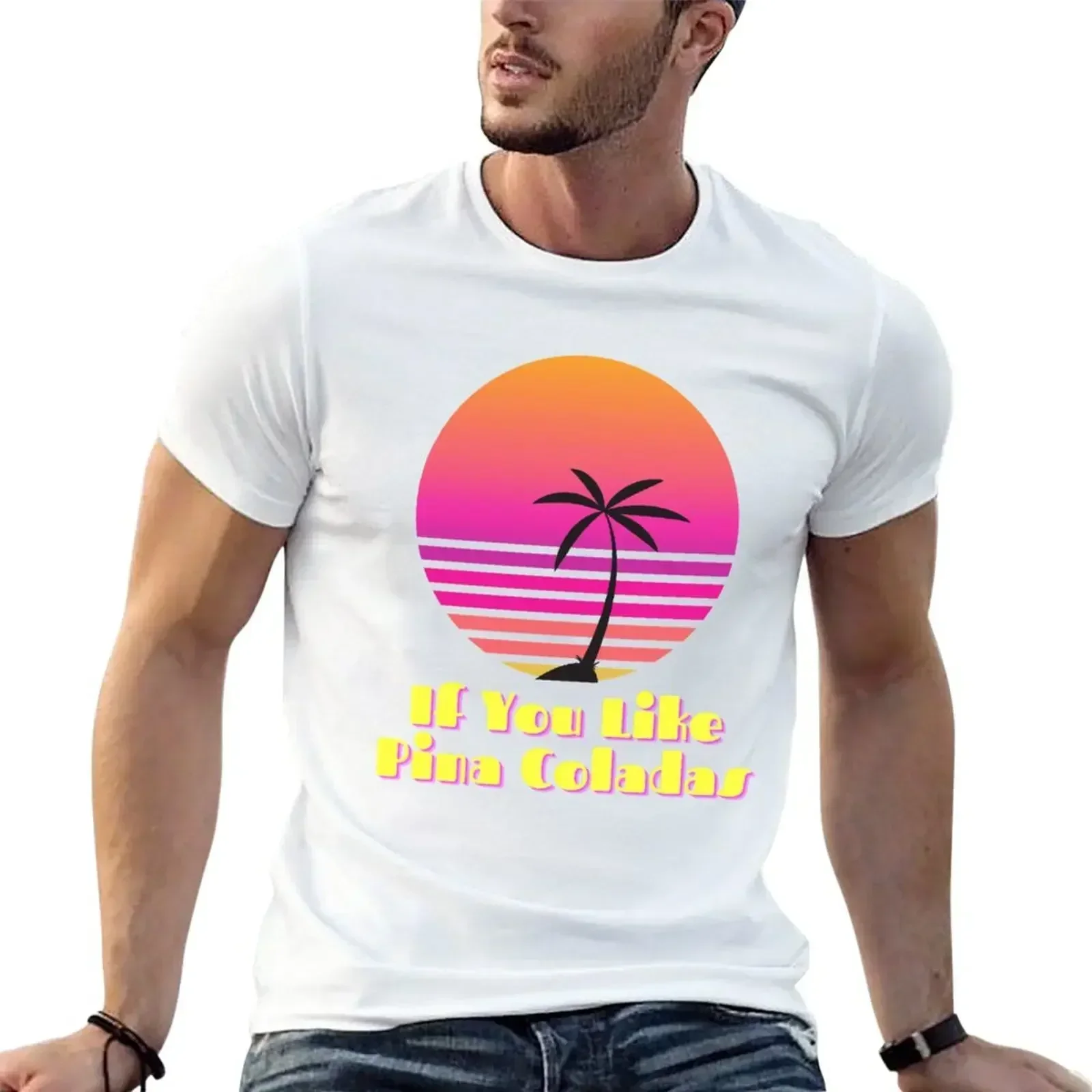 T-Shirt Blouse fruit of the loom mens new in tops & tees mens designer clothes New Arrival Round Neck If you like Pina Coladas