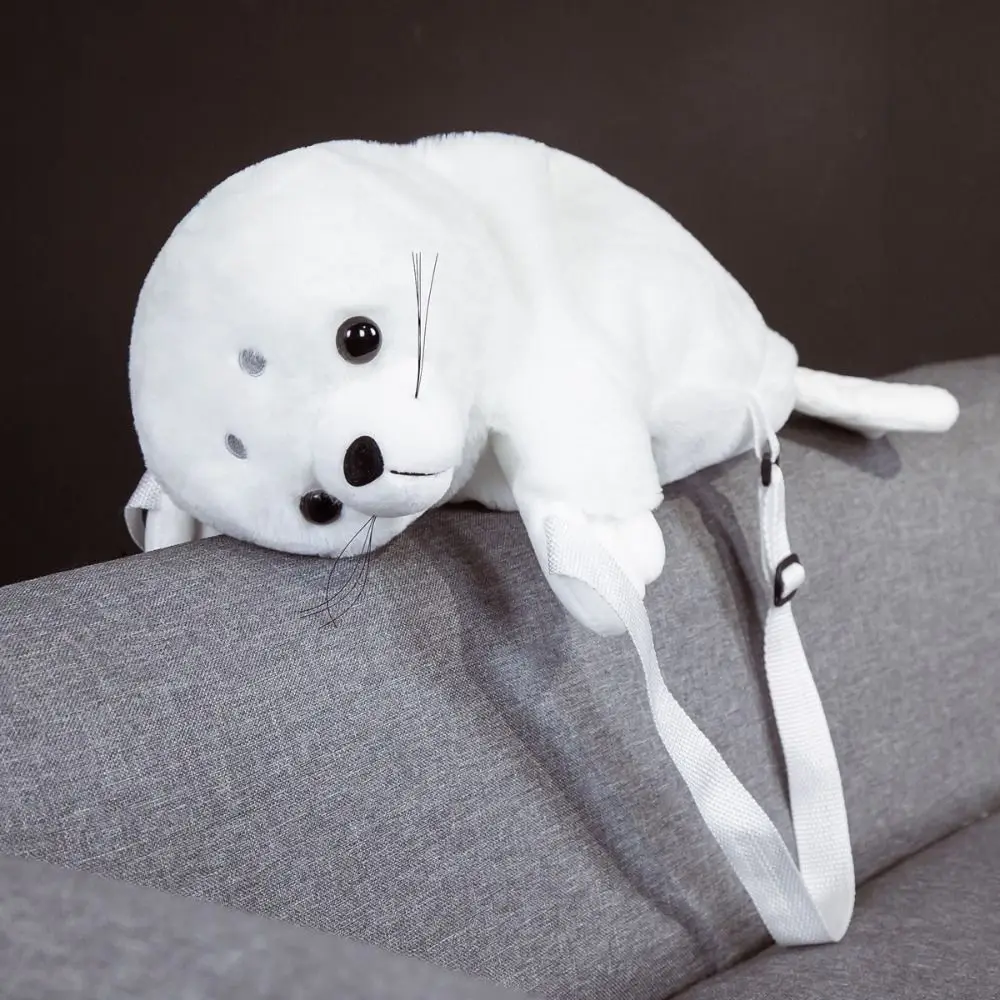 Joli sac d'école en peluche avec sceau, sac à bandoulière, sac à dos en peluche de 50CM, sac Lion de mer de dessin animé pour enfants