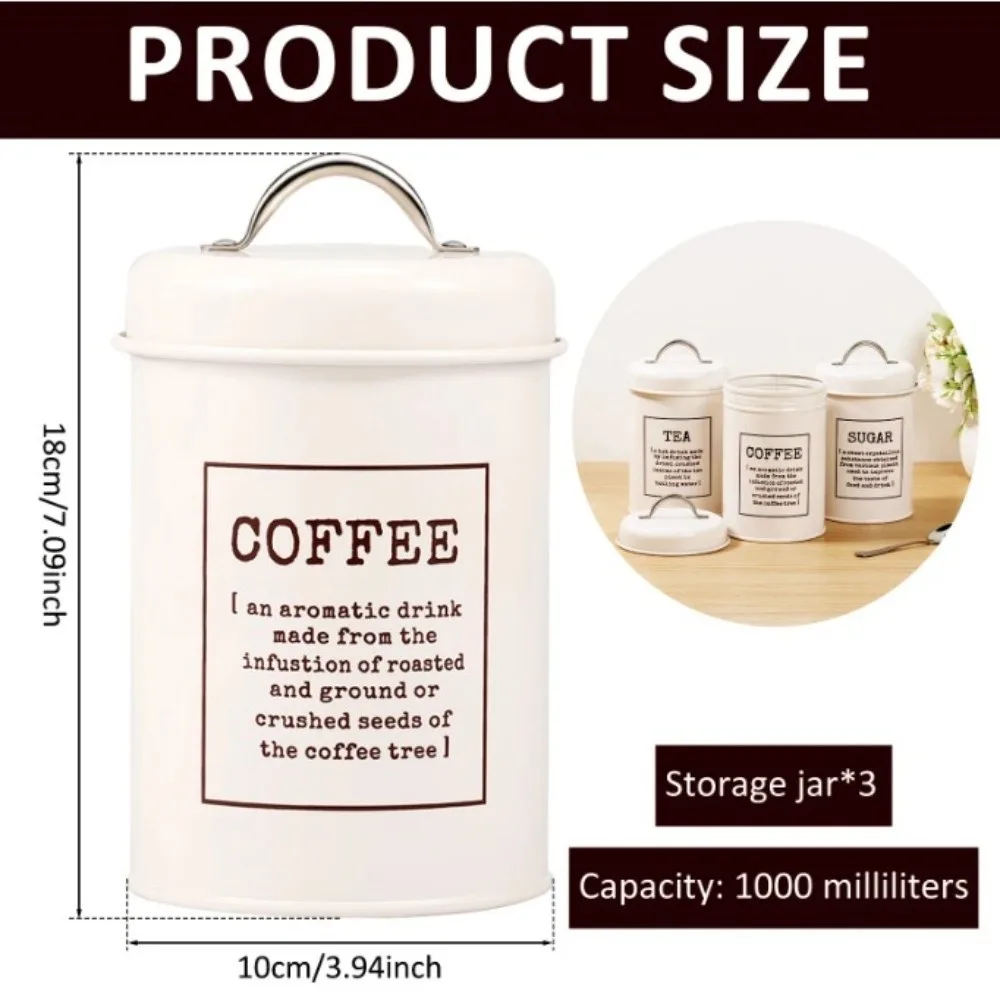 Ensemble de boîtes de rangement en métal, pot de rangement réutilisable, ensemble de pots de cuisine scellés, pot à biscuits et bonbons de grande capacité, 3 pièces