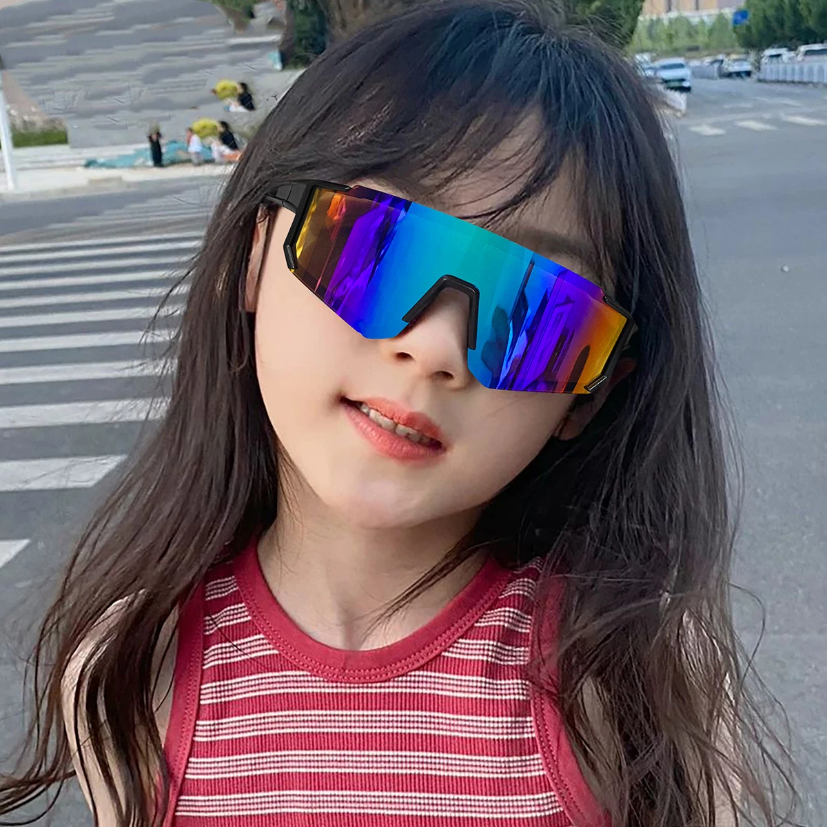 Óculos de Sol Infantis da Moda para Meninos, Óculos de Ciclismo ao Ar Livre, Óculos de Sol para Meninas com Proteção UV, Lentes Coloridas, Óculos Esportivos para Crianças