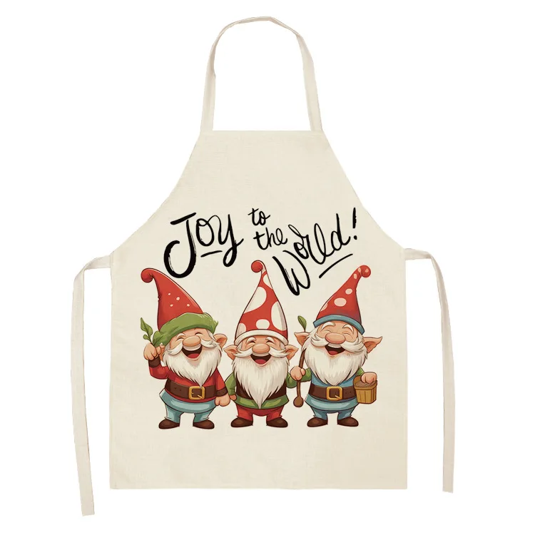 Christmas decoration apron gnome Santa Claus snowman print  kitchen restaurant oil-proof and stain-proof