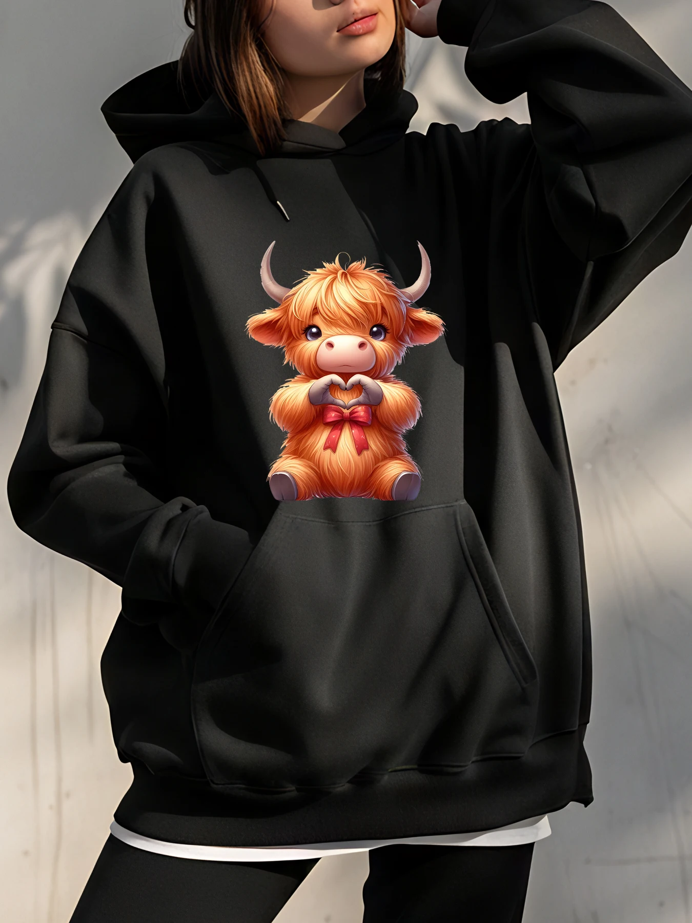 Sudadera con capucha con estampado de vaca, sudadera informal Unisex, ropa de calle de otoño e invierno, moda para mujeres, hombres y niños