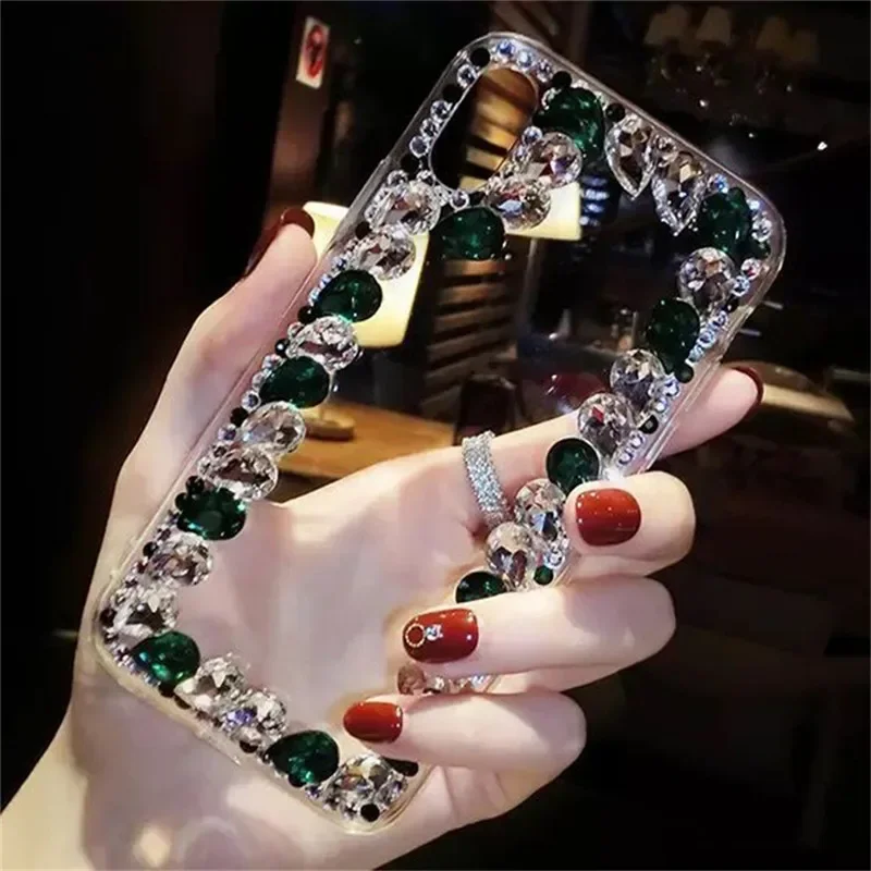 Bling Diamonds Crystal Stones Case for Iphone 15 14 13 11 12 Pro Max Glitter Sparkle Jewelled Cover for Iphone X XR XS 7 8 Plus