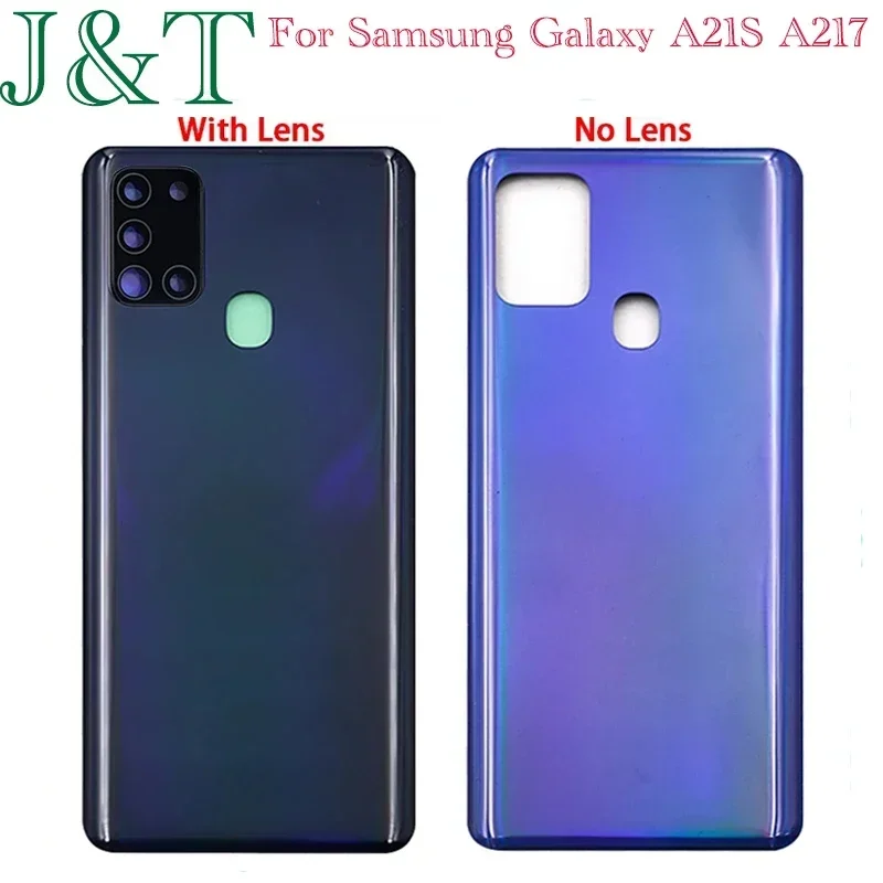 New For Samsung Galaxy A21S A217 SM-A217F Plastic Battery Back Cover A21S Rear Door Housing Case Camera Frame Adhesive Replace