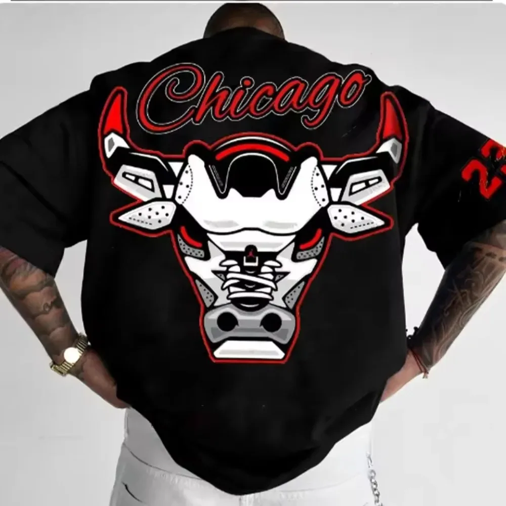 

Cotton Casual Top Boys High Quality Clothing Adult T-shirt Streetwear Children's Short-sleeved Training Sportswear Chicago