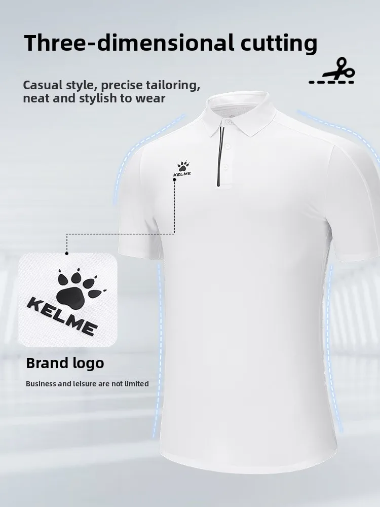 Kelme Herren Poloshirt Revers Wandern Sport T-Shirt Atmungsaktiv Casual Business Kurzarm Outdoor Camping Top