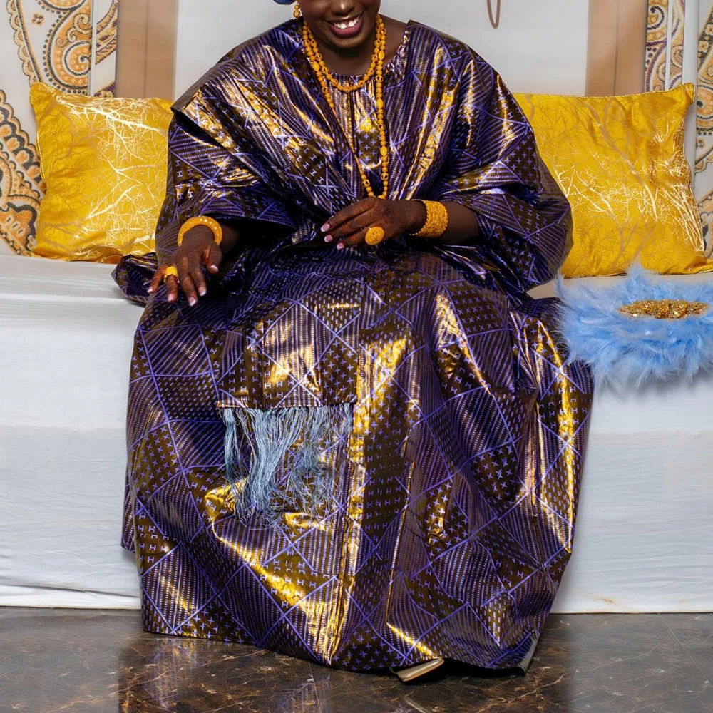 

Elegant Ramadan Celebration Dress: Luxurious Soft Cotton Brocade Kaftan with Scarf in Vibrant African Ankara Print
