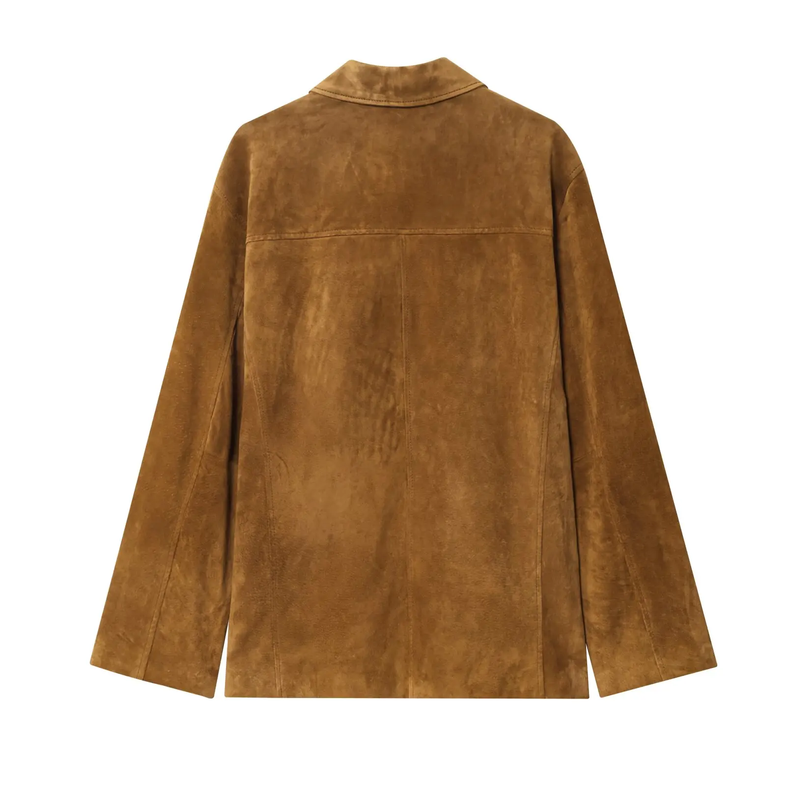 2025 امرأة الموضة الأوروبية والأمريكية نمط الخريف جديد مكافحة المخملية تأثير دعوى مهرج زر سترة طويلة الأكمام ملابس خارجية Muje #2