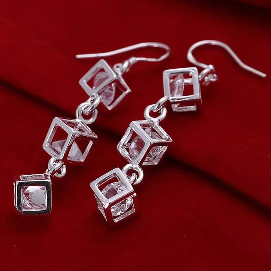 Cute 925 Silver Earrings Fashion Product Wedding Party Women Crystal Earring Jewelry Factory Price