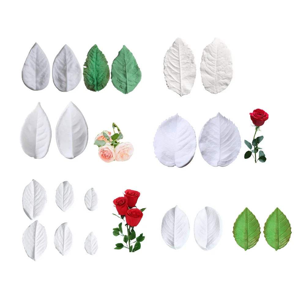 Rose Leaf,Universal Leaf Multi Pattern Leaf Shape Veining Silicone Mold DIY Fondant Flower,Clay Flower Gum Paste Handicraft