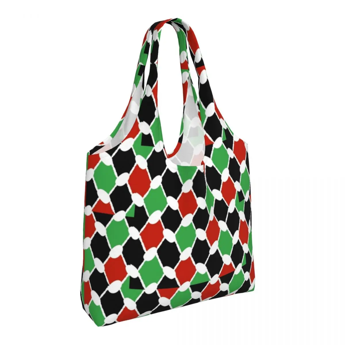 Colorful Keffiyeh Shopper Bag Palestinian Folk Handbags Women Designer Tote Bag Reusable Cloth School Beach Bag