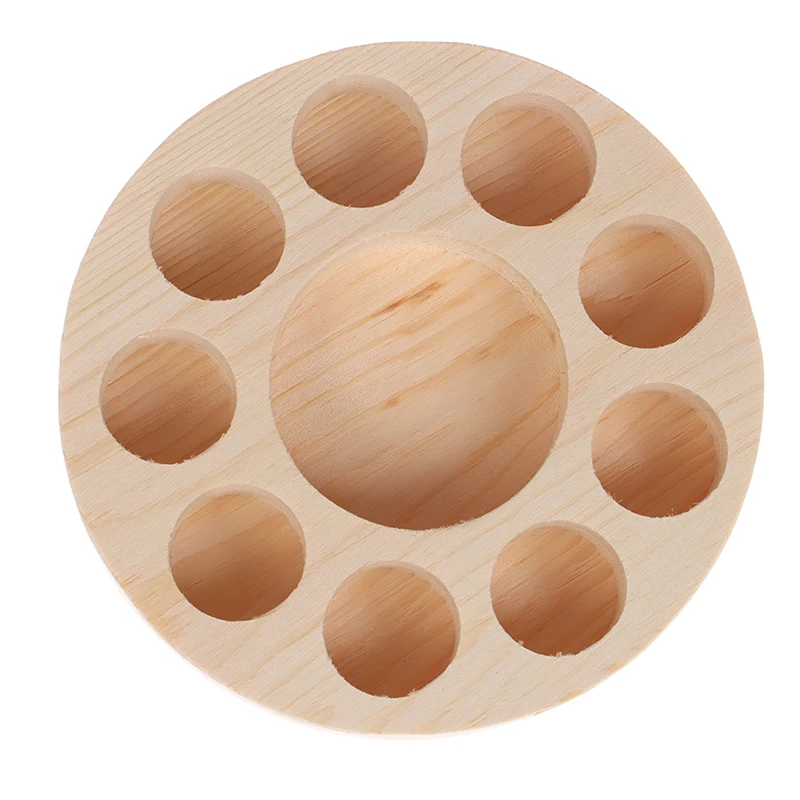 Round Wooden Essential Oil Display Stand Holder Organizer Shelf Rack 10Slot