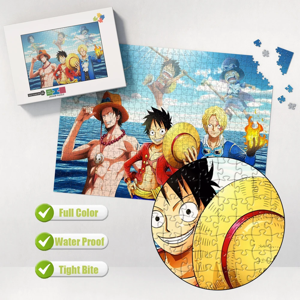 One Piece Cartoon Anime Jigsaw Puzzles Children's Toys 108/200/300/500/1000/1500 Pieces Multi-Size Specification Jigsaw Puzzles